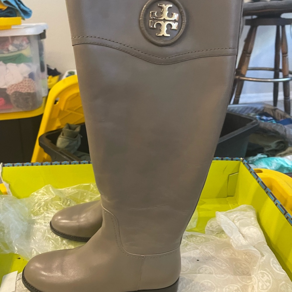 Brand new gray Tory Burch riding boots